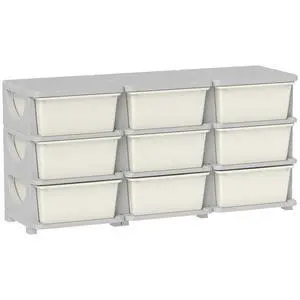 Qaba 9 Drawers Kids Storage Unit 3 Tier Toy Organizers Cream White | Stackable Storage Chest, Bedroom, Nursery, Playroom, Living Room, Boys, Girls, Toddlers Qaba 9 Drawers Kids Storage Unit 3 Tier Toy Organizers Cream White | Stackable Storage Chest, Bedroom, Nursery, Playroom, Living Room, Boys, Girls, Toddlers