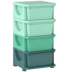 Qaba 4 Drawers Kids Storage Unit 4 Tier Toy Organizers Green | Stackable Storage Chest, Bedroom, Nursery, Playroom, Living Room, Boys, Girls, Toddlers Qaba 4 Drawers Kids Storage Unit 4 Tier Toy Organizers Green | Stackable Storage Chest, Bedroom, Nursery, Playroom, Living Room, Boys, Girls, Toddlers