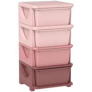 Qaba 4 Drawers Kids Storage Unit 4 Tier Toy Organizers Pink | Stackable Storage Chest, Bedroom, Nursery, Playroom, Living Room, Boys, Girls, Toddlers Qaba 4 Drawers Kids Storage Unit 4 Tier Toy Organizers Pink | Stackable Storage Chest, Bedroom, Nursery, Playroom, Living Room, Boys, Girls, Toddlers