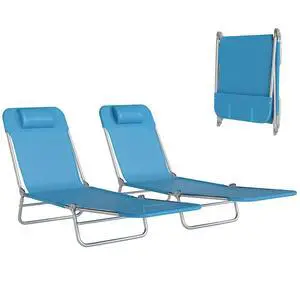 2 Piece Folding Chaise Lounge Chairs, Reclining Back, Blue | Sun Tanning Chairs for Outside, Breathable Mesh Seat, Headrest, Pool, Beach, Yard, Patio 2 Piece Folding Chaise Lounge Chairs, Reclining Back, Blue | Sun Tanning Chairs for Outside, Breathable Mesh Seat, Headrest, Pool, Beach, Yard, Patio