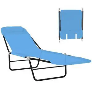 Folding Chaise Lounge Chair, Reclining Back, Blue | Sun Tanning Chair for Outside, Breathable Mesh Seat, Headrest, Pool, Beach, Yard, Patio Folding Chaise Lounge Chair, Reclining Back, Blue | Sun Tanning Chair for Outside, Breathable Mesh Seat, Headrest, Pool, Beach, Yard, Patio