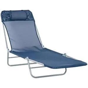 Folding Chaise Lounge Chair, Reclining Back, Dark Blue | Sun Tanning Chair for Outside, Breathable Mesh Seat, Headrest, Pool, Beach, Yard, Patio Folding Chaise Lounge Chair, Reclining Back, Dark Blue | Sun Tanning Chair for Outside, Breathable Mesh Seat, Headrest, Pool, Beach, Yard, Patio