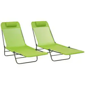 2 Piece Folding Chaise Lounge Chairs, Reclining Back, Green | Sun Tanning Chairs for Outside, Breathable Mesh Seat, Headrest, Pool, Beach, Yard, Patio 2 Piece Folding Chaise Lounge Chairs, Reclining Back, Green | Sun Tanning Chairs for Outside, Breathable Mesh Seat, Headrest, Pool, Beach, Yard, Patio