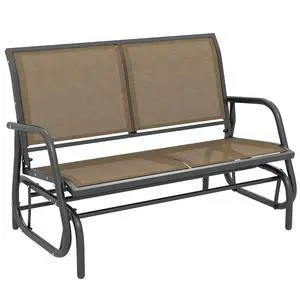 2-Person Outdoor Glider Bench with Steel Frame, Light Mixed Brown | Double Swing Rocking Chair, Loveseat, for Outside Patio, Backyard, Garden, Porch, Powder Coated 2-Person Outdoor Glider Bench with Steel Frame, Light Mixed Brown | Double Swing Rocking Chair, Loveseat, for Outside Patio, Backyard, Garden, Porch, Powder Coated