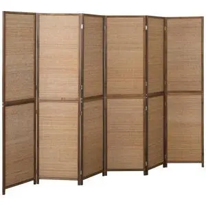 6 FT Room Divider, 6 Panel Hand-Woven Bamboo Privacy Screen Brown | Hand-Woven Bamboo Wall Partition for Room Separation, Portable Boho Freestanding Wall Divider, Bedroom Home Office 6 FT Room Divider, 6 Panel Hand-Woven Bamboo Privacy Screen Brown | Hand-Woven Bamboo Wall Partition for Room Separation, Portable Boho Freestanding Wall Divider, Bedroom Home Office