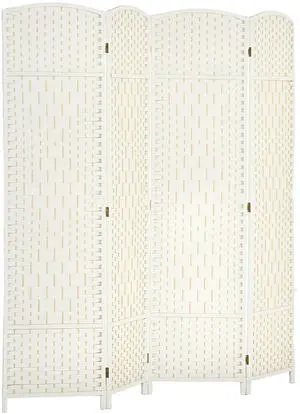 4 Panel Room Divider 6 Ft Privacy Screen Hand-Woven White | Folding PP Wall Partition, Pine Wood Frame, Freestanding Room Separator, Bedroom Home Office, No Assembly 4 Panel Room Divider 6 Ft Privacy Screen Hand-Woven White | Folding PP Wall Partition, Pine Wood Frame, Freestanding Room Separator, Bedroom Home Office, No Assembly