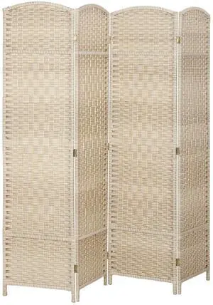 4 Panel Room Divider 6 Ft Privacy Screen Hand-Woven Washed Oak | Folding PP Wall Partition, Pine Wood Frame, Freestanding Room Separator, Bedroom Home Office, No Assembly 4 Panel Room Divider 6 Ft Privacy Screen Hand-Woven Washed Oak | Folding PP Wall Partition, Pine Wood Frame, Freestanding Room Separator, Bedroom Home Office, No Assembly