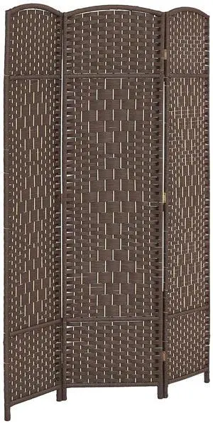 3 Panel Room Divider 6 Ft Privacy Screen Hand-Woven Brown | Folding PP Wall Partition, Pine Wood Frame, Freestanding Room Separator, Bedroom Home Office, No Assembly 3 Panel Room Divider 6 Ft Privacy Screen Hand-Woven Brown | Folding PP Wall Partition, Pine Wood Frame, Freestanding Room Separator, Bedroom Home Office, No Assembly