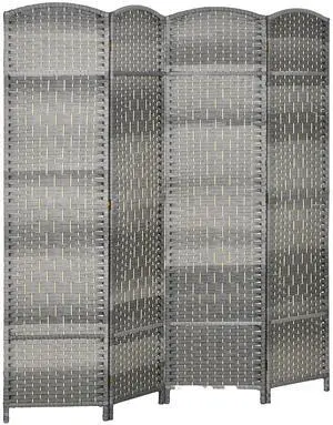 4 Panel Room Divider 6 Ft Privacy Screen Hand-Woven Mixed Gray | Folding PP Wall Partition, Pine Wood Frame, Freestanding Room Separator, Bedroom Home Office, No Assembly 4 Panel Room Divider 6 Ft Privacy Screen Hand-Woven Mixed Gray | Folding PP Wall Partition, Pine Wood Frame, Freestanding Room Separator, Bedroom Home Office, No Assembly