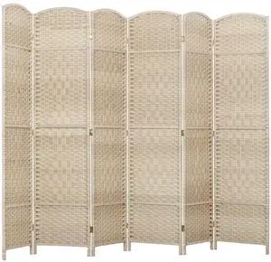 6 Panel Room Divider 6 Ft Privacy Screen Hand-Woven Washed Oak | Folding PP Wall Partition, Pine Wood Frame, Freestanding Room Separator, Bedroom Home Office, No Assembly 6 Panel Room Divider 6 Ft Privacy Screen Hand-Woven Washed Oak | Folding PP Wall Partition, Pine Wood Frame, Freestanding Room Separator, Bedroom Home Office, No Assembly