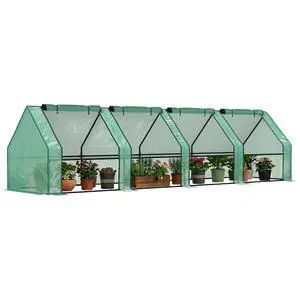 12' x 3' x 3' Mini Greenhouse Portable with Zippered Doors Green | Roll-up Windows, Small, Plant Hot House, PE Cover, Water Resistant, UV Protected, for Outdoor Flowers, Vegetables 12' x 3' x 3' Mini Greenhouse Portable with Zippered Doors Green | Roll-up Windows, Small, Plant Hot House, PE Cover, Water Resistant, UV Protected, for Outdoor Flowers, Vegetables