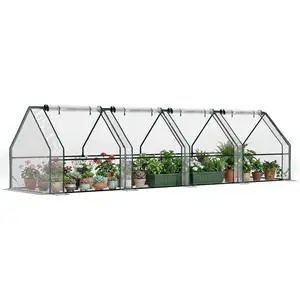 12' x 3' x 3' Mini Greenhouse Portable with Zippered Doors Clear | Roll-up Windows, Small, Plant Hot House, PE Cover, Water Resistant, UV Protected, for Outdoor Flowers, Vegetables 12' x 3' x 3' Mini Greenhouse Portable with Zippered Doors Clear | Roll-up Windows, Small, Plant Hot House, PE Cover, Water Resistant, UV Protected, for Outdoor Flowers, Vegetables