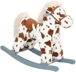 Qaba Rocking Horse with Neighing Sound for Toddlers 25 Years Brown | Kids Plush Animal Rocker, Soft Filling Ride on Horse, Rabbit Toy Qaba Rocking Horse with Neighing Sound for Toddlers 25 Years Brown | Kids Plush Animal Rocker, Soft Filling Ride on Horse, Rabbit Toy