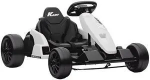 Qaba Electric Go Kart 24V 9Ah Big Battery Kids Drift Kart Ages 6-12 White | Dual 150W Motors, Adjustable Seat, 11.2MPH High Speed, Slow Start, 5-Point Safety Belt Qaba Electric Go Kart 24V 9Ah Big Battery Kids Drift Kart Ages 6-12 White | Dual 150W Motors, Adjustable Seat, 11.2MPH High Speed, Slow Start, 5-Point Safety Belt