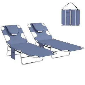 Chaise Lounge Chair Outdoor Set of 2 w/Face Arm Hole Gray | 5-Position Reclining, Face Down, Carry Strap, Side Pocket, Portable, Folding Tanning Bed Cot, for Patio Beach Pool Chaise Lounge Chair Outdoor Set of 2 w/Face Arm Hole Gray | 5-Position Reclining, Face Down, Carry Strap, Side Pocket, Portable, Folding Tanning Bed Cot, for Patio Beach Pool
