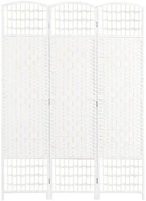 3 Panel Room Divider, Folding Privacy Screen, 5.6', White | Room Separator, Wave Fiber Freestanding Partition Wall Divider 3 Panel Room Divider, Folding Privacy Screen, 5.6', White | Room Separator, Wave Fiber Freestanding Partition Wall Divider