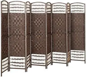 8 Panel Room Divider, Folding Privacy Screen, 5.6', Brown | Room Separator, Wave Fiber Freestanding Partition Wall Divider 8 Panel Room Divider, Folding Privacy Screen, 5.6', Brown | Room Separator, Wave Fiber Freestanding Partition Wall Divider