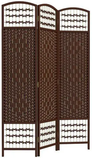 3 Panel Room Divider, Folding Privacy Screen, 5.6', Brown | Room Separator, Wave Fiber Freestanding Partition Wall Divider 3 Panel Room Divider, Folding Privacy Screen, 5.6', Brown | Room Separator, Wave Fiber Freestanding Partition Wall Divider
