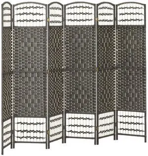 6 Panel Room Divider, Folding Privacy Screen, 5.6', Dark Gray | Room Separator, Wave Fiber Freestanding Partition Wall Divider 6 Panel Room Divider, Folding Privacy Screen, 5.6', Dark Gray | Room Separator, Wave Fiber Freestanding Partition Wall Divider
