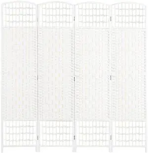 4 Panel Room Divider, Folding Privacy Screen, 5.6', White | Room Separator, Wave Fiber Freestanding Partition Wall Divider 4 Panel Room Divider, Folding Privacy Screen, 5.6', White | Room Separator, Wave Fiber Freestanding Partition Wall Divider