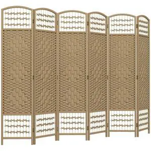 6 Panel Room Divider, Folding Privacy Screen, 5.6', Natural | Room Separator, Wave Fiber Freestanding Partition Wall Divider 6 Panel Room Divider, Folding Privacy Screen, 5.6', Natural | Room Separator, Wave Fiber Freestanding Partition Wall Divider