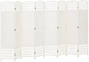 8 Panel Room Divider, Folding Privacy Screen, 5.6', White | Room Separator, Wave Fiber Freestanding Partition Wall Divider 8 Panel Room Divider, Folding Privacy Screen, 5.6', White | Room Separator, Wave Fiber Freestanding Partition Wall Divider