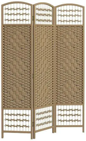3 Panel Room Divider, Folding Privacy Screen, 5.6', Natural | Room Separator, Wave Fiber Freestanding Partition Wall Divider 3 Panel Room Divider, Folding Privacy Screen, 5.6', Natural | Room Separator, Wave Fiber Freestanding Partition Wall Divider
