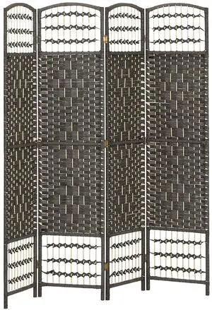 4 Panel Room Divider, Folding Privacy Screen, 5.6', Dark Gray | Room Separator, Wave Fiber Freestanding Partition Wall Divider 4 Panel Room Divider, Folding Privacy Screen, 5.6', Dark Gray | Room Separator, Wave Fiber Freestanding Partition Wall Divider