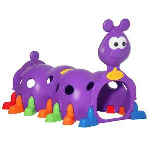 Qaba Caterpillar Play Tunnel for Toddlers, Indoor, 2 Sections, Purple | Toddler Tunnel, Kids Crawl and Climb Through, Kids' Play Structure, Outdoor Use Qaba Caterpillar Play Tunnel for Toddlers, Indoor, 2 Sections, Purple | Toddler Tunnel, Kids Crawl and Climb Through, Kids' Play Structure, Outdoor Use