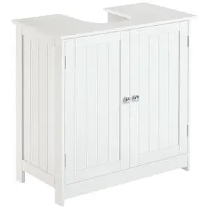 Under Sink Bathroom Cabinet with 2 Doors, Shelf, U-Shape, White | Pedestal Sink Storage Cabinet Under Sink Bathroom Cabinet with 2 Doors, Shelf, U-Shape, White | Pedestal Sink Storage Cabinet