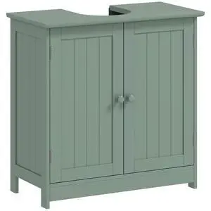 Under Sink Bathroom Cabinet with 2 Doors Shelf Dark Green | Pedestal Sink Storage Cabinet, U-Shape Under Sink Bathroom Cabinet with 2 Doors Shelf Dark Green | Pedestal Sink Storage Cabinet, U-Shape