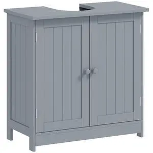 Under Sink Bathroom Cabinet with 2 Doors and Shelf, Pedestal Sink Bathroom Vanity Cabinet, Gray Under Sink Bathroom Cabinet with 2 Doors and Shelf, Pedestal Sink Bathroom Vanity Cabinet, Gray