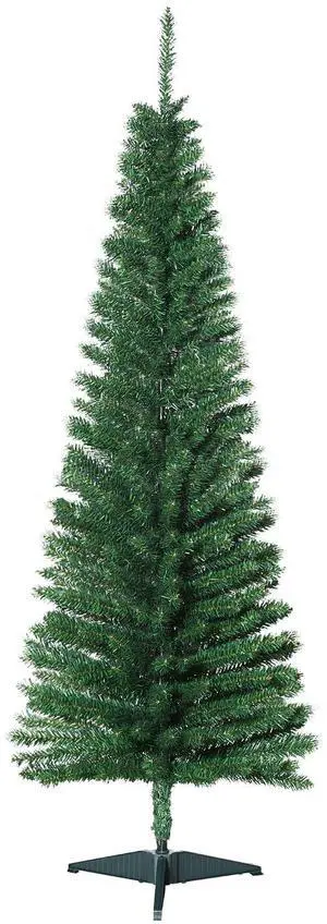 5' Artificial Pencil Christmas Tree 294 Realistic Branch Tips Green | Slim Xmas Tree, Plastic Stand 5' Artificial Pencil Christmas Tree 294 Realistic Branch Tips Green | Slim Xmas Tree, Plastic Stand