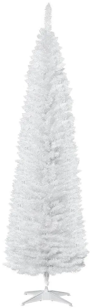 7' Artificial Pencil Christmas Tree 499 Realistic Branch Tips White | Slim Xmas Tree, Plastic Stand 7' Artificial Pencil Christmas Tree 499 Realistic Branch Tips White | Slim Xmas Tree, Plastic Stand