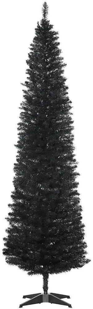 7' Artificial Pencil Christmas Tree 499 Realistic Branch Tips Black | Slim Xmas Tree, Plastic Stand 7' Artificial Pencil Christmas Tree 499 Realistic Branch Tips Black | Slim Xmas Tree, Plastic Stand