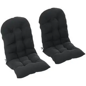 Outdoor Adirondack Chair Cushions Set of 2 Tufted Black | High Back, Patio Cushions with Ties, Non-Slip Replacement Seat Pads, for Adirondack Chairs Outdoor Adirondack Chair Cushions Set of 2 Tufted Black | High Back, Patio Cushions with Ties, Non-Slip Replacement Seat Pads, for Adirondack Chairs