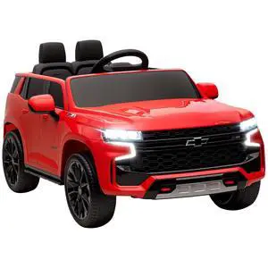 Licensed Chevrolet Tahoe Ride On Car Parent Remote Control Red | 12V 7AH Battery Power Ride On Toy, LED Lights, Music, 4 Wheeler Suspension, 3 Speeds, Kids Electric Vehicle, Aged 3+ Licensed Chevrolet Tahoe Ride On Car Parent Remote Control Red | 12V 7AH Battery Power Ride On Toy, LED Lights, Music, 4 Wheeler Suspension, 3 Speeds, Kids Electric Vehicle, Aged 3+
