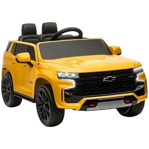 Licensed Chevrolet Tahoe Ride On Car Parent Remote 12V 7AH Yellow | Battery Power Ride On Toy, LED Lights, Music, 4 Wheeler Suspension, 3 Speeds, Kids Electric Vehicle for Aged 3+ Licensed Chevrolet Tahoe Ride On Car Parent Remote 12V 7AH Yellow | Battery Power Ride On Toy, LED Lights, Music, 4 Wheeler Suspension, 3 Speeds, Kids Electric Vehicle for Aged 3+