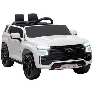 Licensed Chevrolet Tahoe Ride On Car Parent Remote Control White | 12V 7AH Battery Power Ride On Toy, LED Lights, Music, 4 Wheeler Suspension, 3 Speeds, Kids Electric Vehicle, Aged 3+ Licensed Chevrolet Tahoe Ride On Car Parent Remote Control White | 12V 7AH Battery Power Ride On Toy, LED Lights, Music, 4 Wheeler Suspension, 3 Speeds, Kids Electric Vehicle, Aged 3+