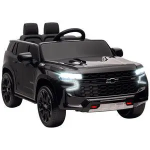 Licensed Chevrolet Tahoe Ride On Car Parent Remote Control Black | 12V 7AH Battery Power Ride On Toy, LED Lights, Music, 4 Wheeler Suspension, 3 Speeds, Kids Electric Vehicle, Aged 3+ Licensed Chevrolet Tahoe Ride On Car Parent Remote Control Black | 12V 7AH Battery Power Ride On Toy, LED Lights, Music, 4 Wheeler Suspension, 3 Speeds, Kids Electric Vehicle, Aged 3+