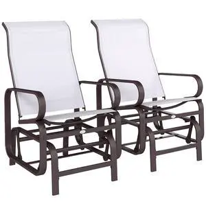 Outdoor Glider Chair Set of 2, Smooth Gliding Mechanism, Beige | Gliders for Outside Patio, Lightweight Construction, Backyard Outdoor Glider Chair Set of 2, Smooth Gliding Mechanism, Beige | Gliders for Outside Patio, Lightweight Construction, Backyard