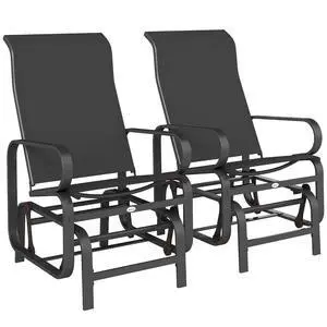 Outdoor Glider Chair Set of 2, Smooth Gliding Mechanism Black | Gliders for Outside Patio, Lightweight Construction, Backyard Outdoor Glider Chair Set of 2, Smooth Gliding Mechanism Black | Gliders for Outside Patio, Lightweight Construction, Backyard