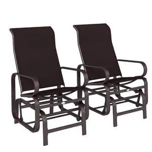 Outdoor Glider Chair Set of 2, Smooth Gliding Mechanism, Brown | Gliders for Outside Patio, Lightweight Construction, Backyard Outdoor Glider Chair Set of 2, Smooth Gliding Mechanism, Brown | Gliders for Outside Patio, Lightweight Construction, Backyard