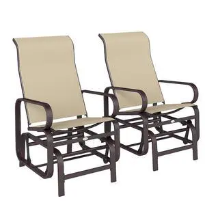 Outdoor Glider Chair Set of 2, Smooth Gliding Mechanism, Khaki | Gliders for Outside Patio, Lightweight Construction, Backyard Outdoor Glider Chair Set of 2, Smooth Gliding Mechanism, Khaki | Gliders for Outside Patio, Lightweight Construction, Backyard