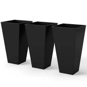 28 in Tall Planters for Outdoor Plants, Set of 3, Black | Set of 3, Taper Planters, Indoor Grande Plant Pots, Front Porch Decor, Flower Pots 28 in Tall Planters for Outdoor Plants, Set of 3, Black | Set of 3, Taper Planters, Indoor Grande Plant Pots, Front Porch Decor, Flower Pots
