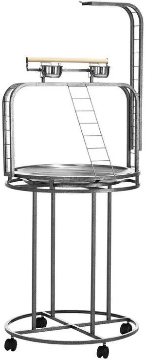 PawHut Parrot Stand Large Bird Perch Stand with Toy Hook & 3 Ladders, Parrot Perch with Easy Grip, Bird Wooden Stand, Gray | Parrot Perch with Easy Grip, Bird Wooden Stand PawHut Parrot Stand Large Bird Perch Stand with Toy Hook & 3 Ladders, Parrot Perch with Easy Grip, Bird Wooden Stand, Gray | Parrot Perch with Easy Grip, Bird Wooden Stand