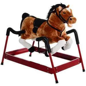 Qaba Spring Rocking Horse Durable Plush for Toddlers with Realistic Sounds | Bouncing Rocker Toy Qaba Spring Rocking Horse Durable Plush for Toddlers with Realistic Sounds | Bouncing Rocker Toy