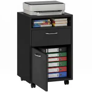 Mobile Storage Cabinet Organizer, Bathroom Drawer Cabinet, Black | Printer Stand, Castors Mobile Storage Cabinet Organizer, Bathroom Drawer Cabinet, Black | Printer Stand, Castors