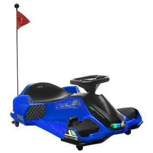 12V Electric Go Kart 5 MPH Drifting Go Kart for 8-12 Years Old Blue | Battery Powered Ride on Toy, Outdoor Use, Slow Start, Music, Colorful Lights, 110 lb Max Weight 12V Electric Go Kart 5 MPH Drifting Go Kart for 8-12 Years Old Blue | Battery Powered Ride on Toy, Outdoor Use, Slow Start, Music, Colorful Lights, 110 lb Max Weight