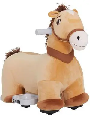 Qaba 6V Ride on Horse with Music for Girls Boys Aged 18-36 Months Brown | Battery Powered Kids Ride on Toy Horse, Electric Kids Riding Pony, Soft Touch, PU Wheels, Foot Pedal, Forward Qaba 6V Ride on Horse with Music for Girls Boys Aged 18-36 Months Brown | Battery Powered Kids Ride on Toy Horse, Electric Kids Riding Pony, Soft Touch, PU Wheels, Foot Pedal, Forward